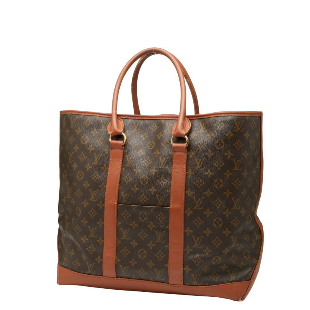 Louis Vuitton Shoulder Sac Tote Brown Monogram Leather Bag Weekend